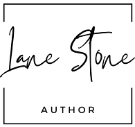 A black and white logo of lane stone author